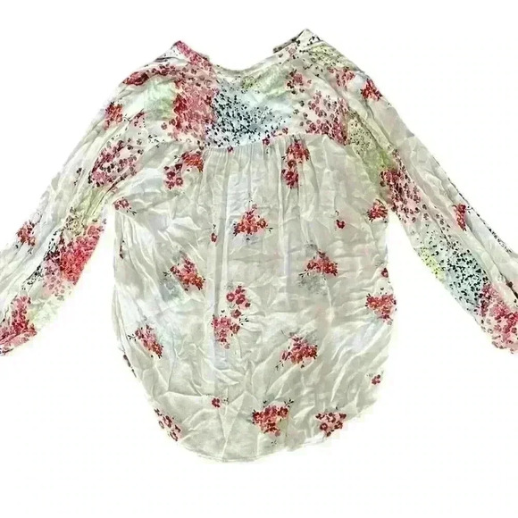 Lucky Brand Viscose Peasant Floral Boho Popover Tunic Blouse Size Large - Picture 5 of 6